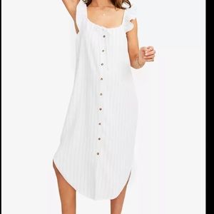 HATCH, Jenna Dress, Size 2 (U.S. 6-8), Ivory/Black Pinstripe